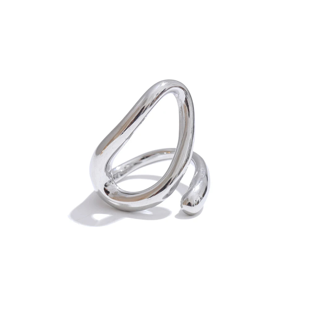 Minimalist abstract stainless steel daily ring - product image