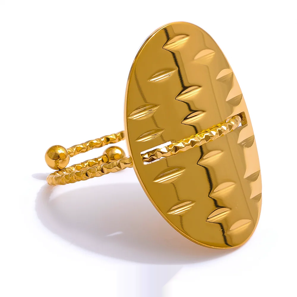 Minimalist adjustable large thin fashion ring - product image