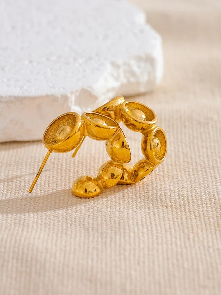 Minimalist c shape hoop earrings anti allergic - product image