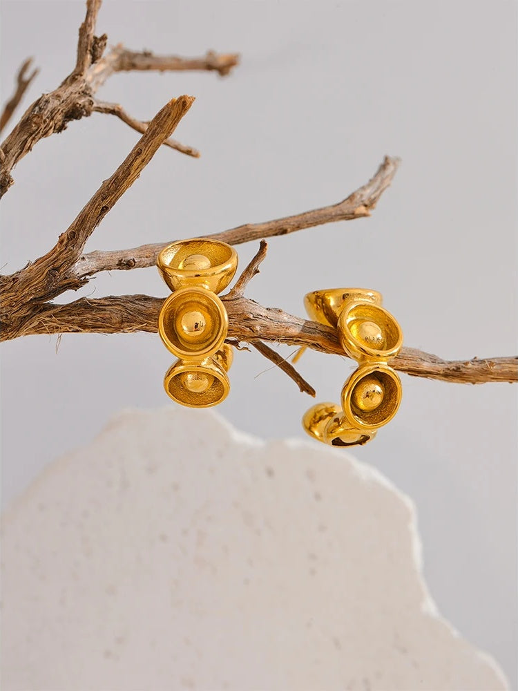 Minimalist c shape hoop earrings anti allergic - product image