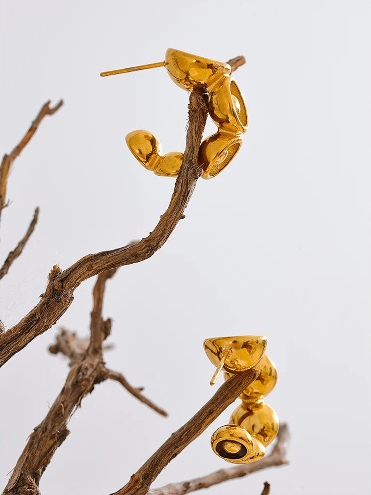 Minimalist c shape hoop earrings anti allergic - product image