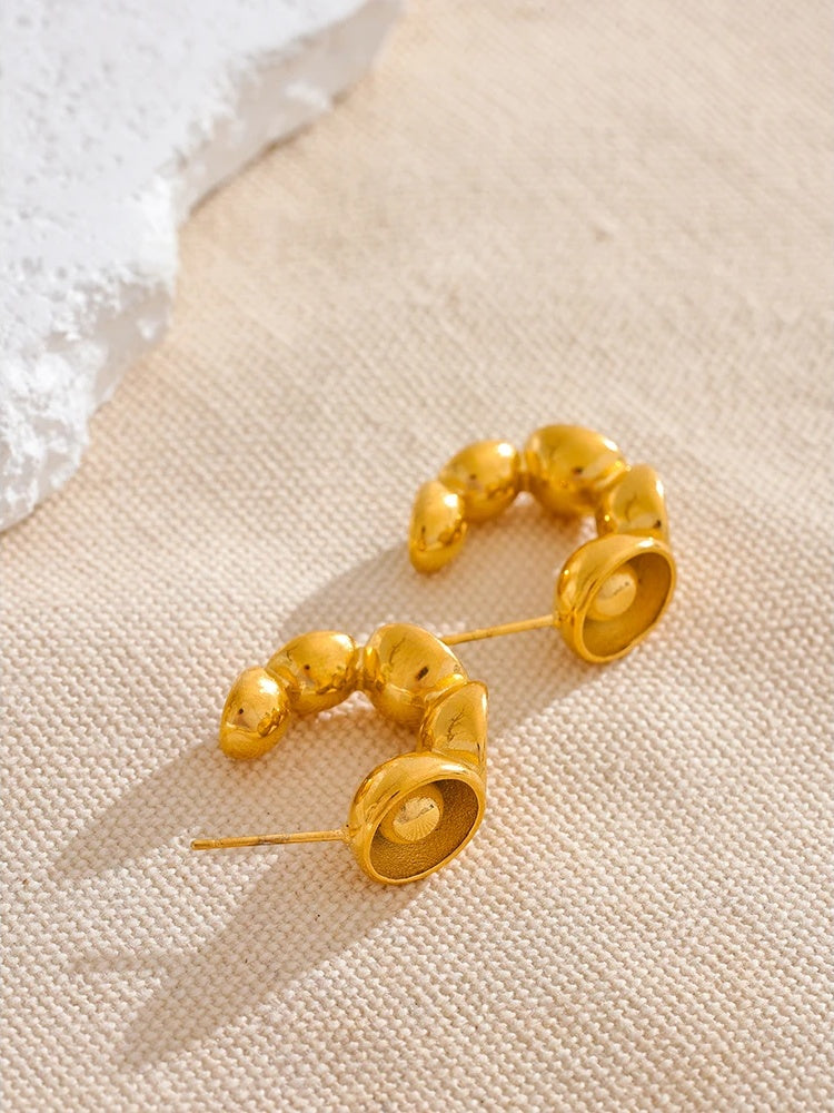 Minimalist c shape hoop earrings anti allergic - product image