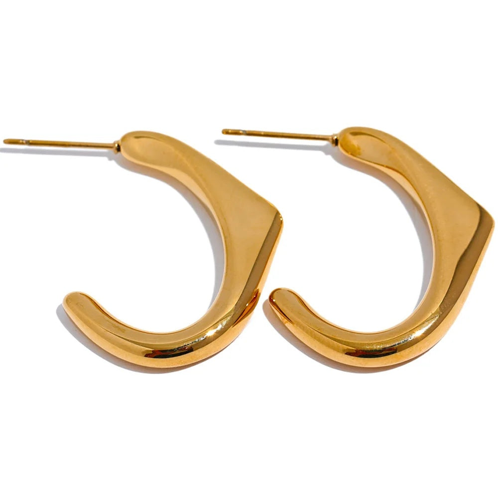 Minimalist c shape minimalist hoop earrings - product image