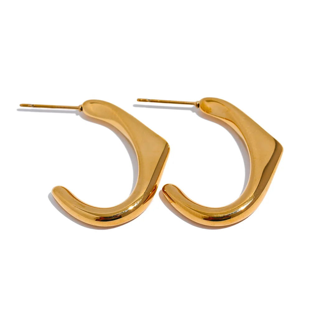 Minimalist c shape minimalist hoop earrings - product image