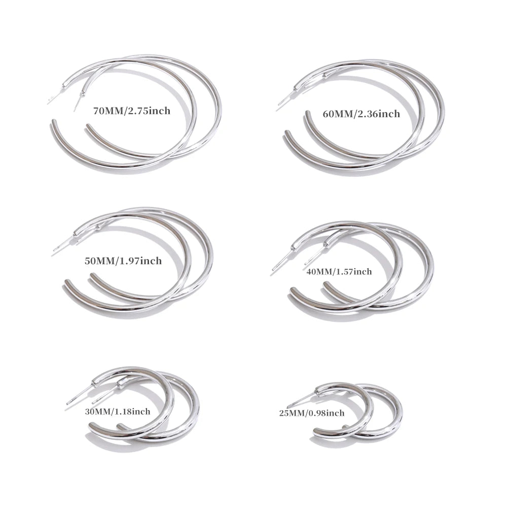 Minimalist c-shape round daily waterproof hoop earrings - product image