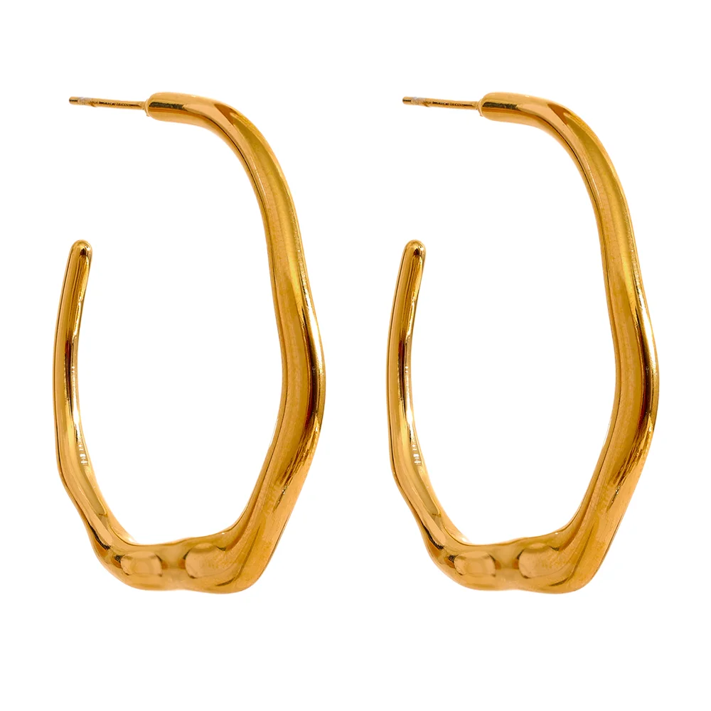 Minimalist contemporary chic waterproof hoop earrings - product image