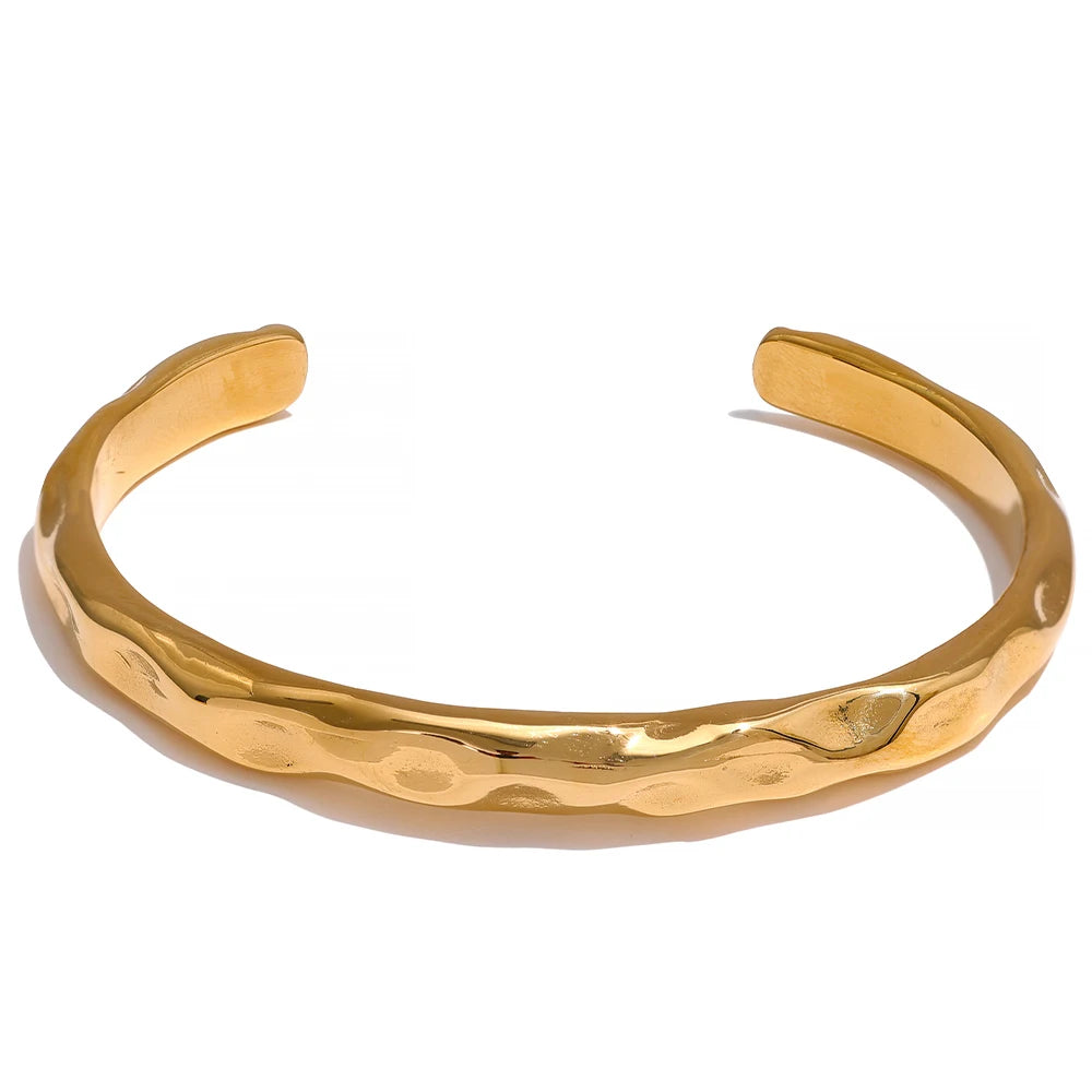 Minimalist gold color open cuff bracelet - product image