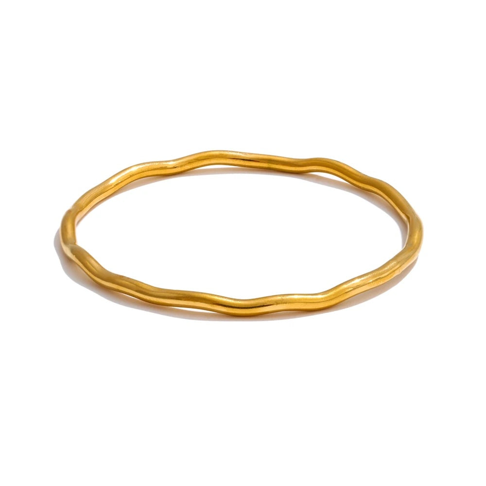 Minimalist hammered minimalist bangle bracelet - product image