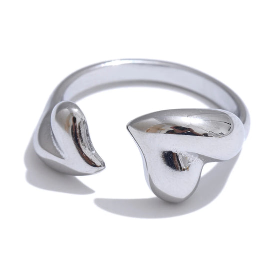 Minimalist heart adjustable open metal ring - product image