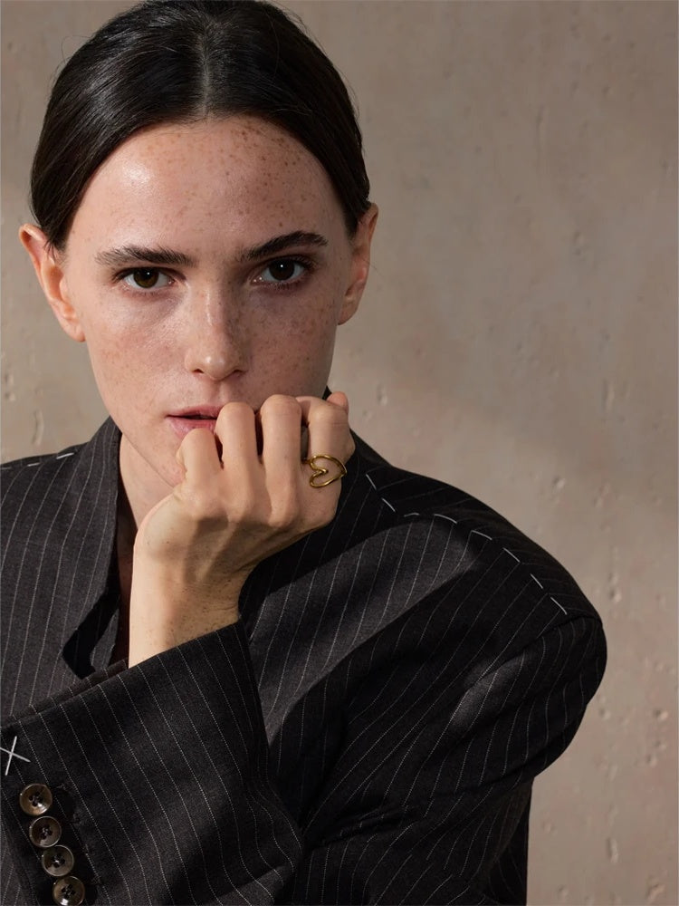 Minimalist heart hollow contemporary fashion ring - product image