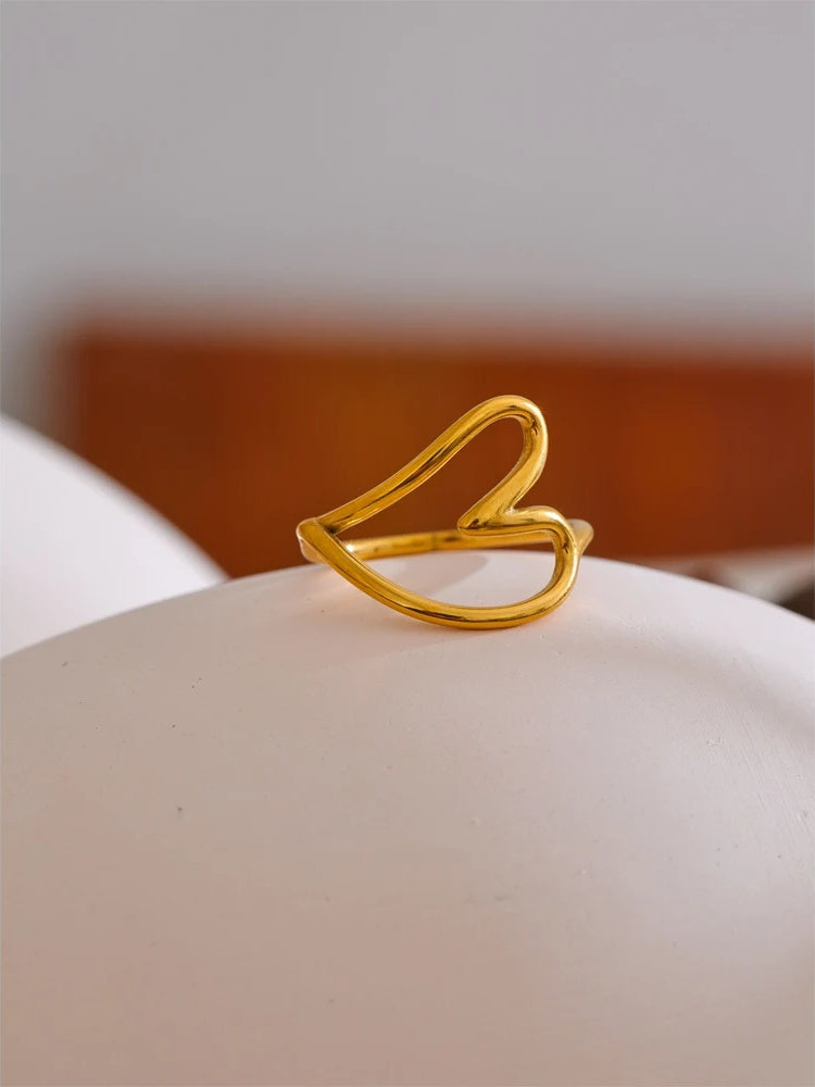 Minimalist heart hollow contemporary fashion ring - product image