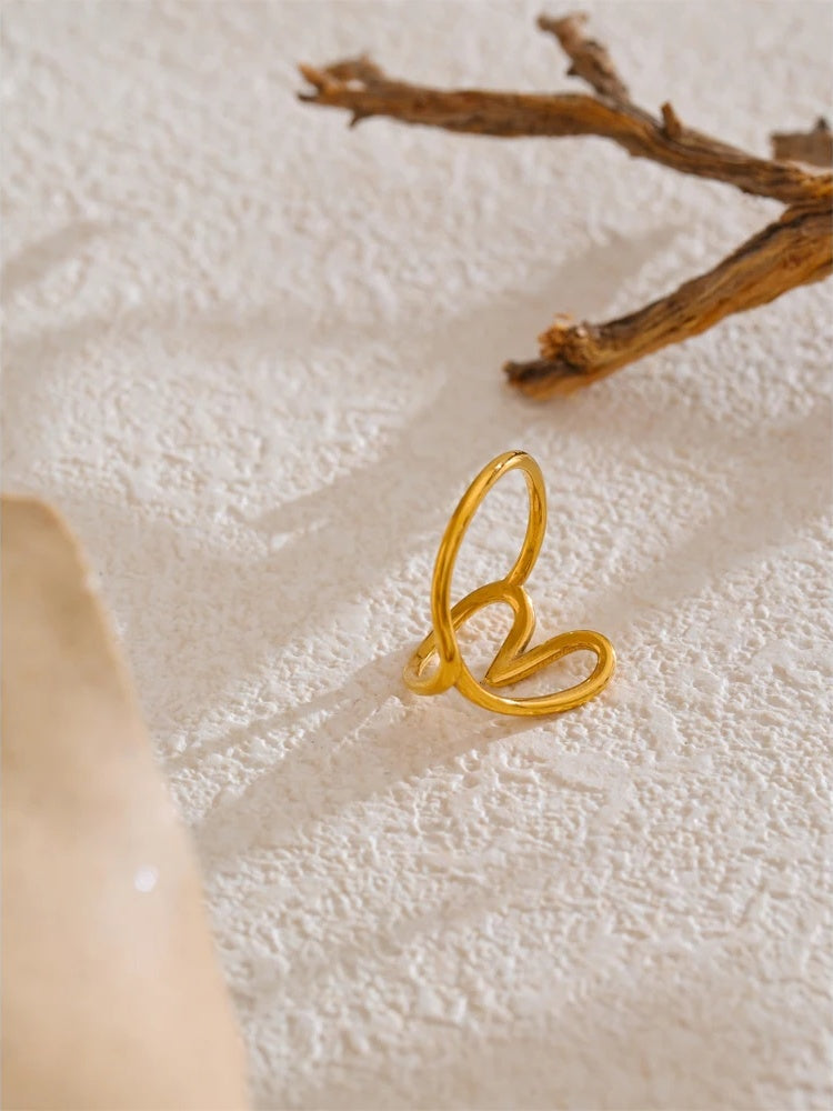 Minimalist heart hollow contemporary fashion ring - product image