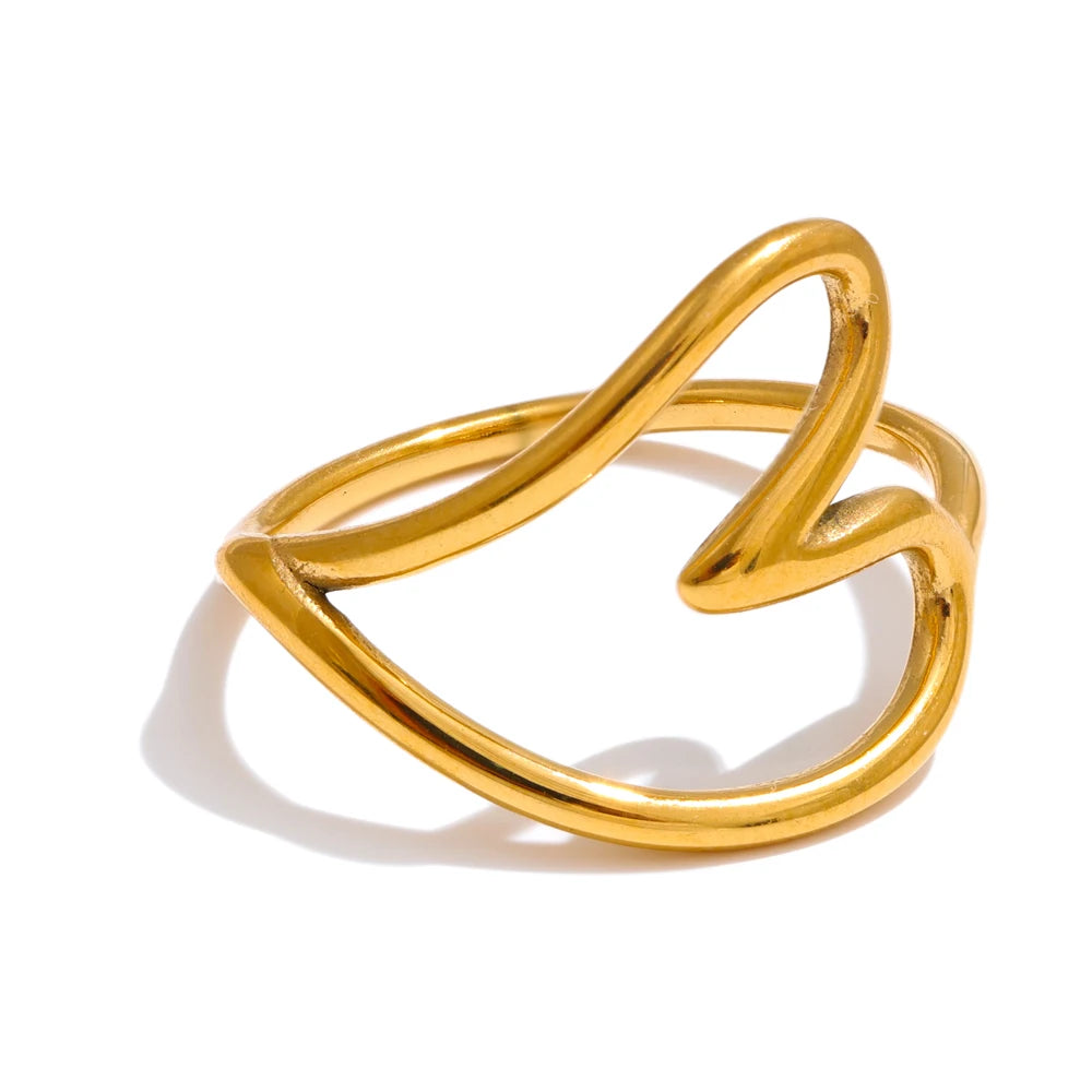 Minimalist heart hollow contemporary fashion ring - product image
