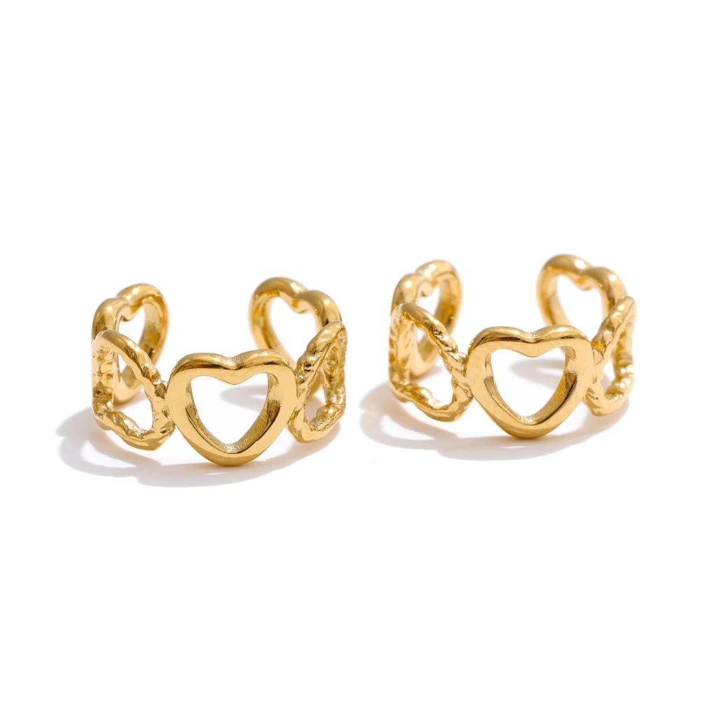 Minimalist heart hollow ear bone clip earrings - product image