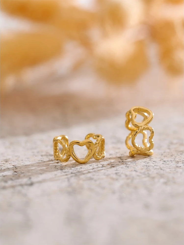 Minimalist heart hollow ear bone clip earrings - product image