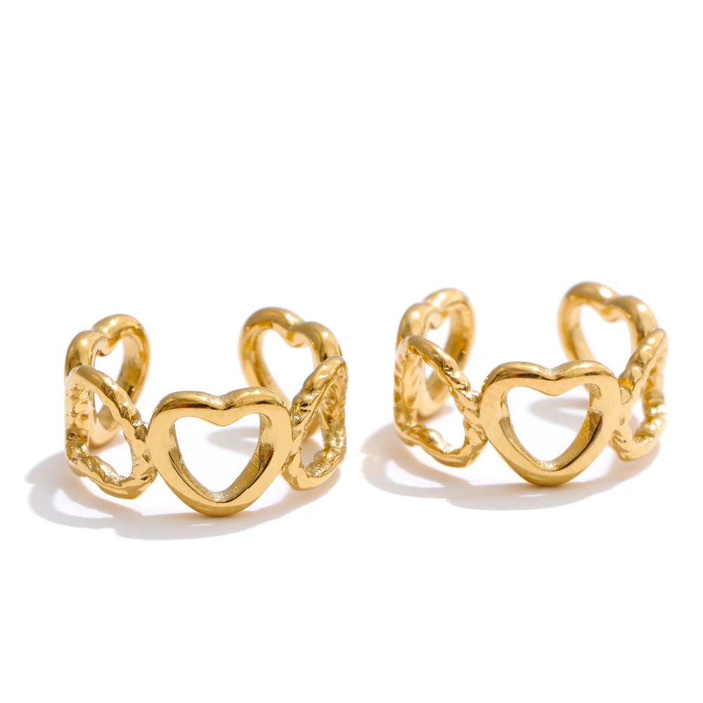 Minimalist heart hollow ear bone clip earrings - product image