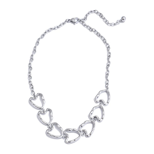 Minimalist heart hollow necklace bracelet earrings set - product image