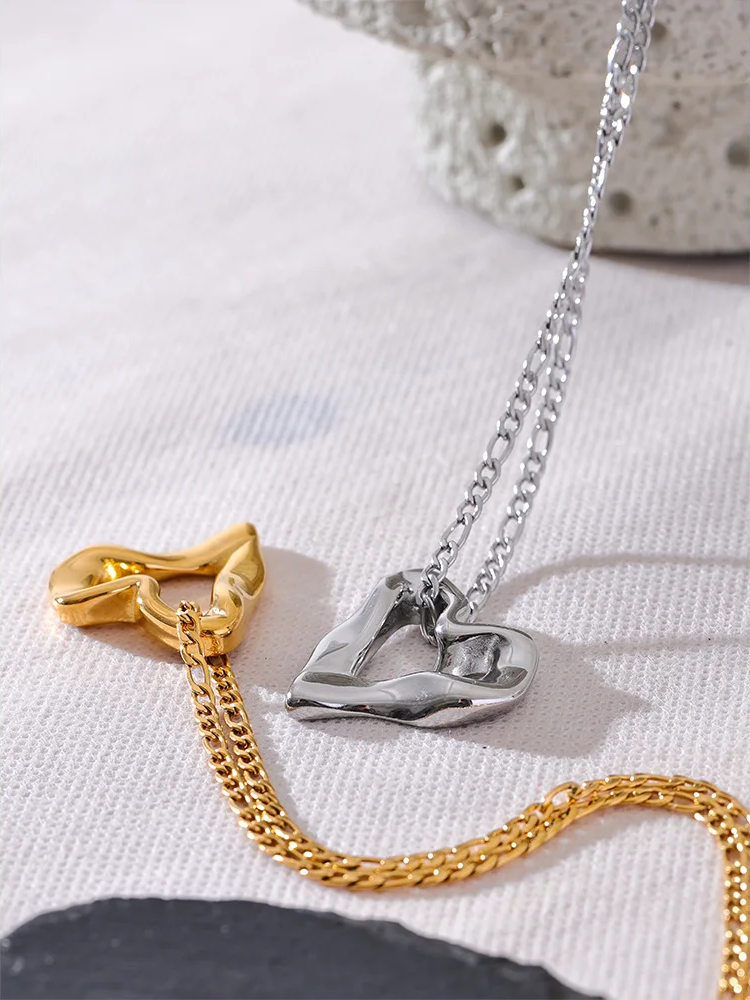 Minimalist heart love hollow necklace pendant - product image