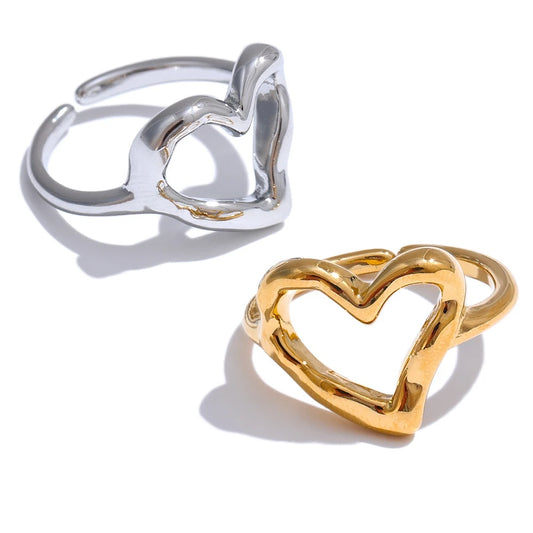 Minimalist heart love hollow women's ring - product image