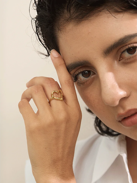 Minimalist heart love hollow women's ring - product image