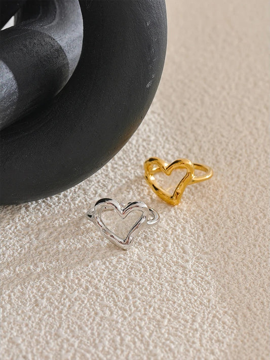 Minimalist heart love hollow women's ring - product image
