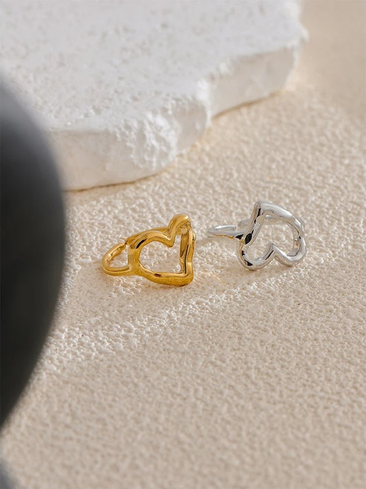 Minimalist heart love hollow women's ring - product image