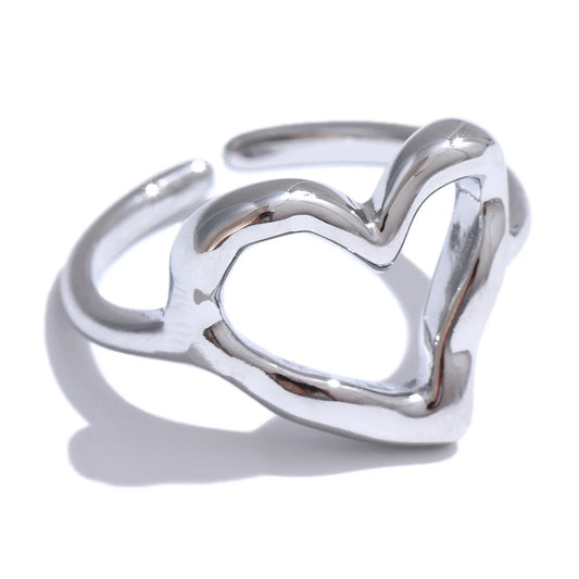 Minimalist heart love hollow women's ring - product image