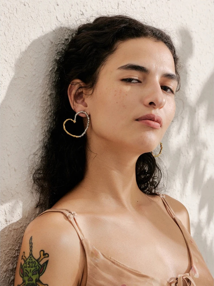 Minimalist heart stainless steel stud earrings - product image