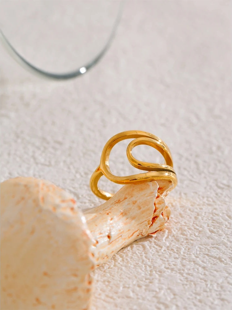 Minimalist hollow contemporary golden ring - product image