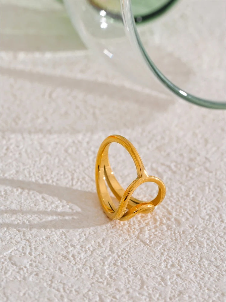 Minimalist hollow contemporary golden ring - product image