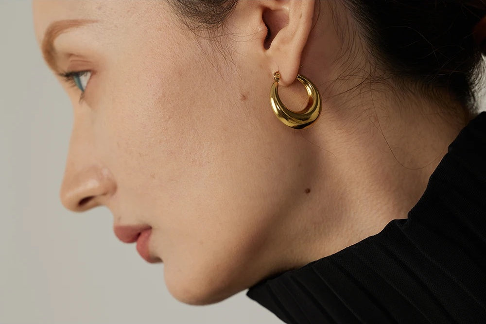 Minimalist hoop earrings stainless steel women - product image