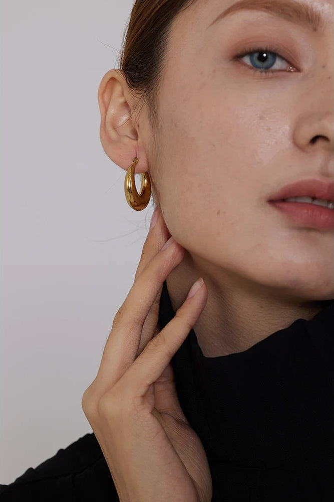 Minimalist hoop earrings stainless steel women - product image