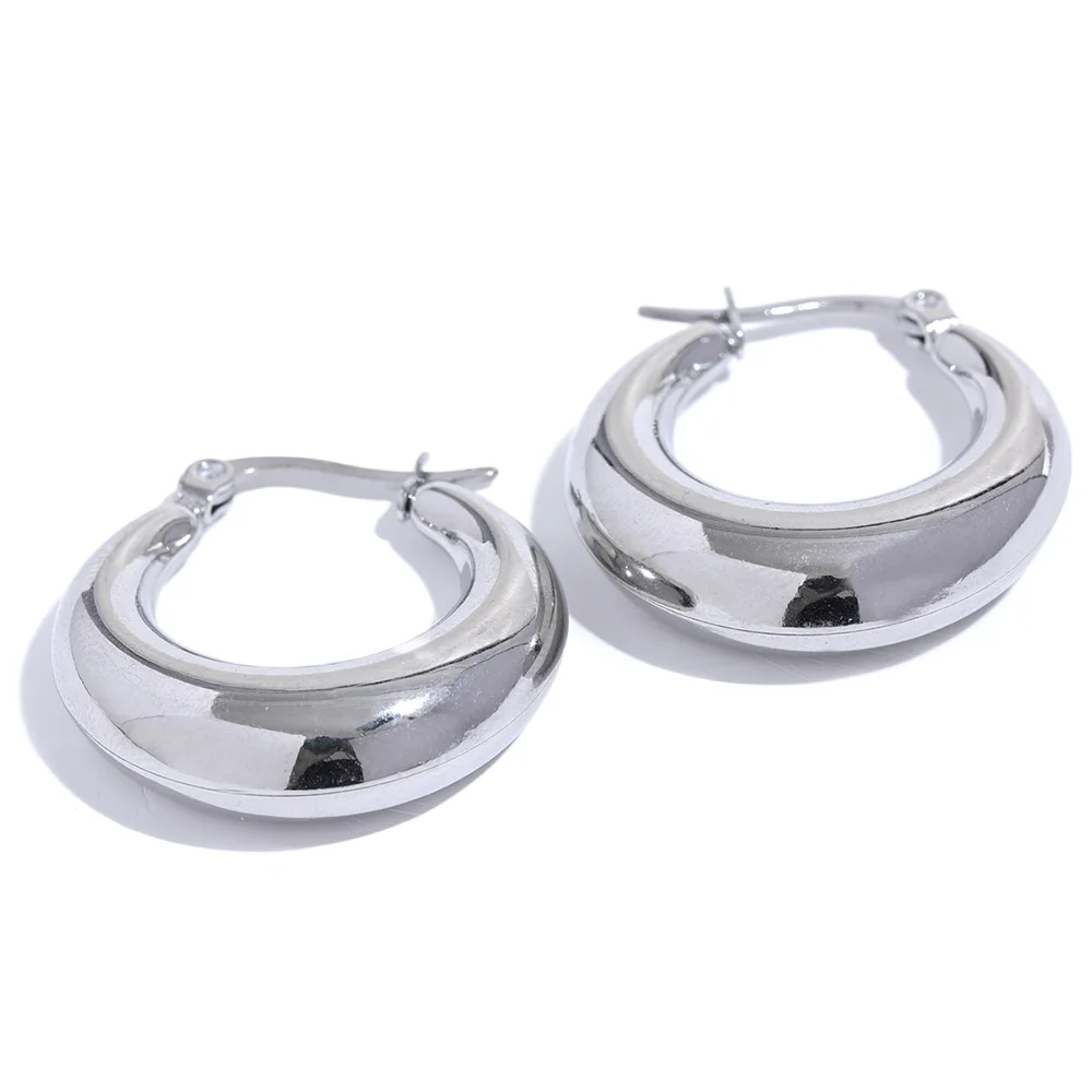 Minimalist hoop earrings stainless steel women - product image