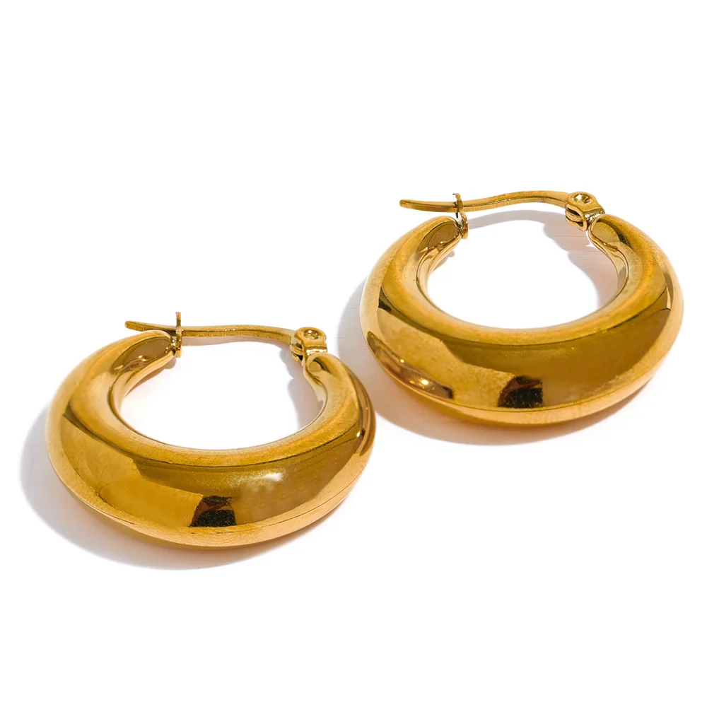 Minimalist hoop earrings stainless steel women - product image