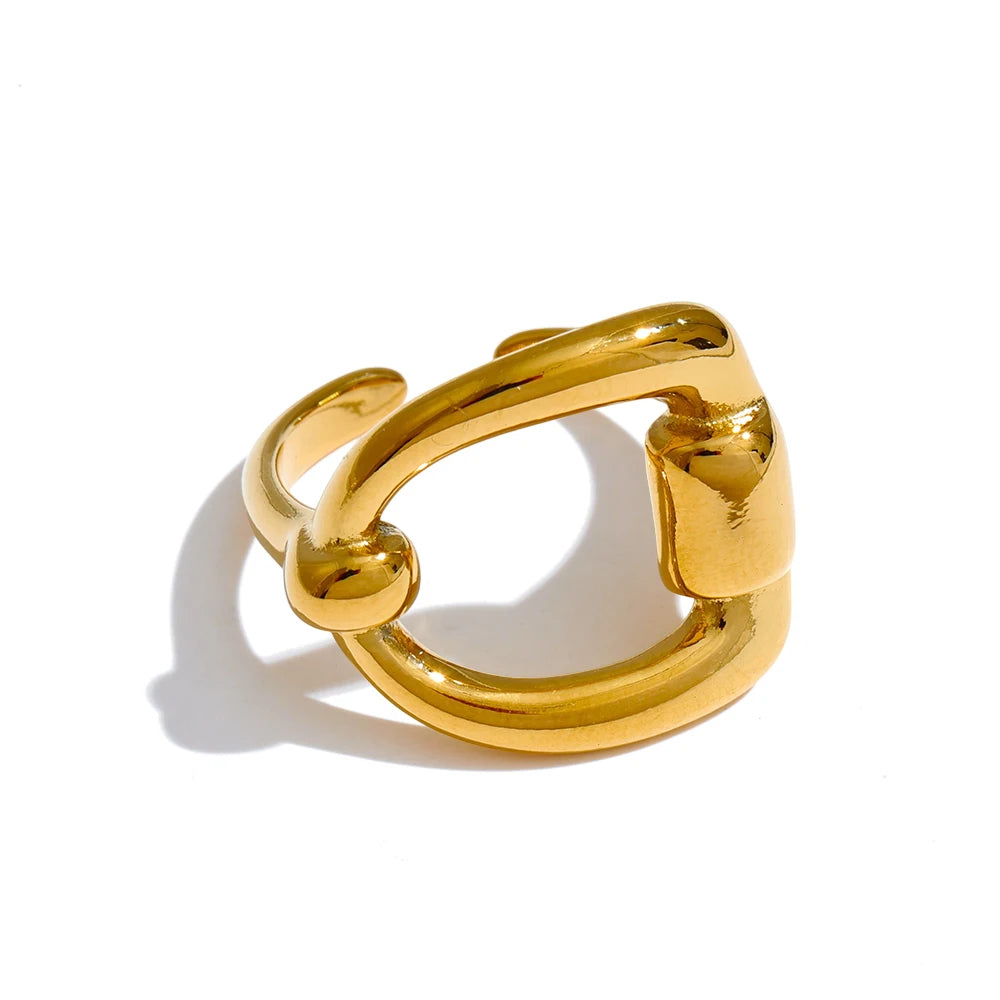 Minimalist letter d open adjustable ring - product image