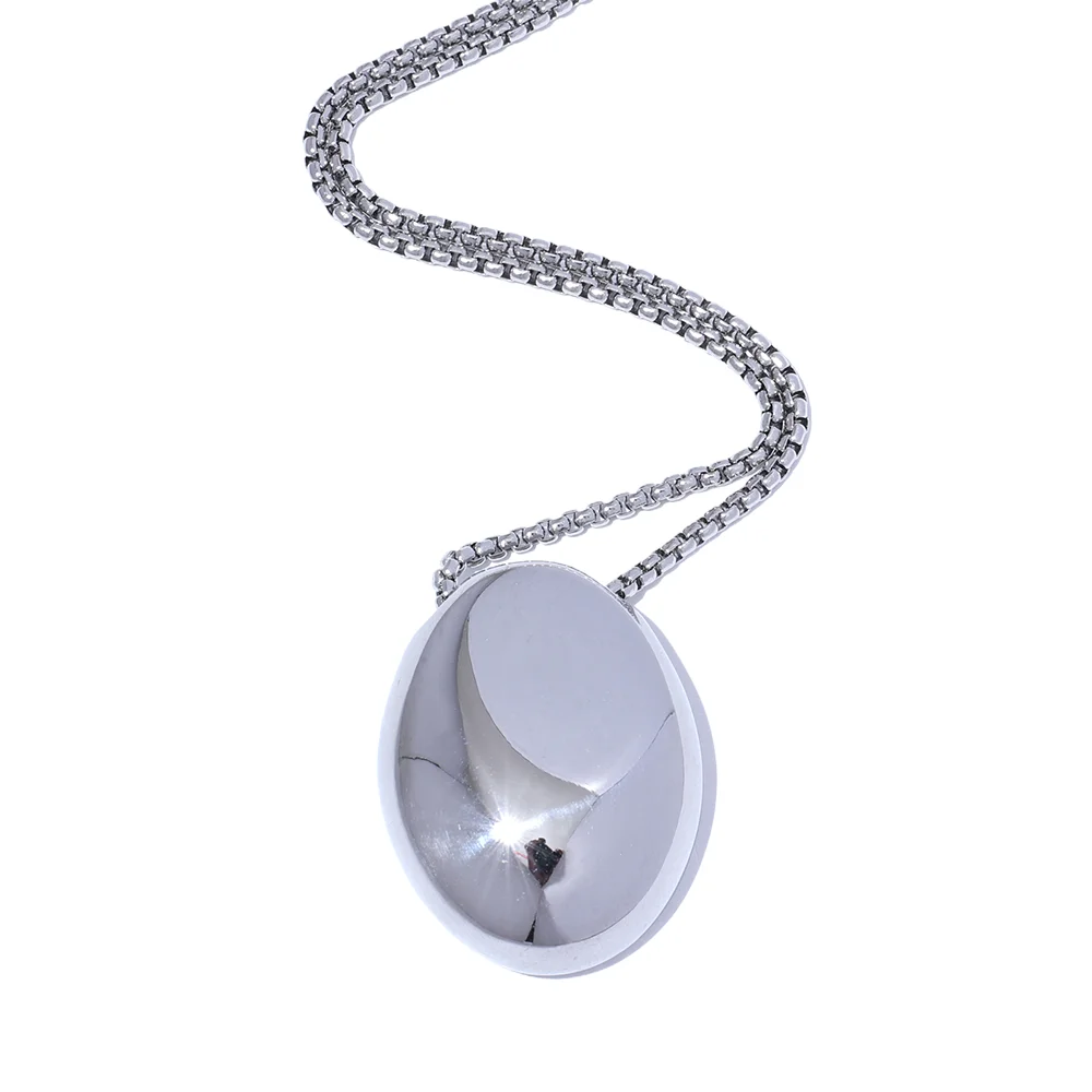 Minimalist long oval pendant unisex necklace - product image