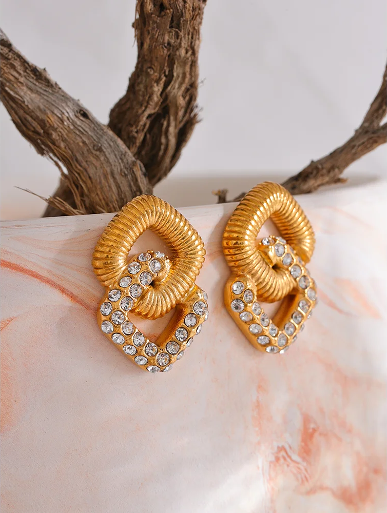 Minimalist square pearl cubic zirconia stud earrings - product image