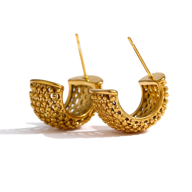 Minimalist statement stud earrings gold color - product image