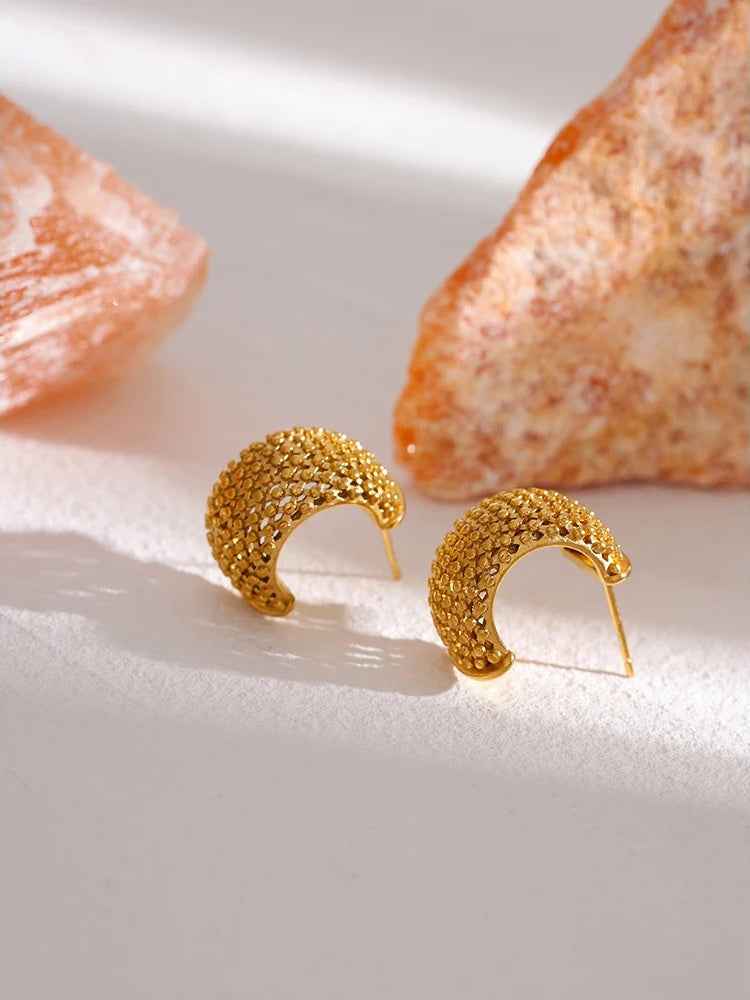 Minimalist statement stud earrings gold color - product image