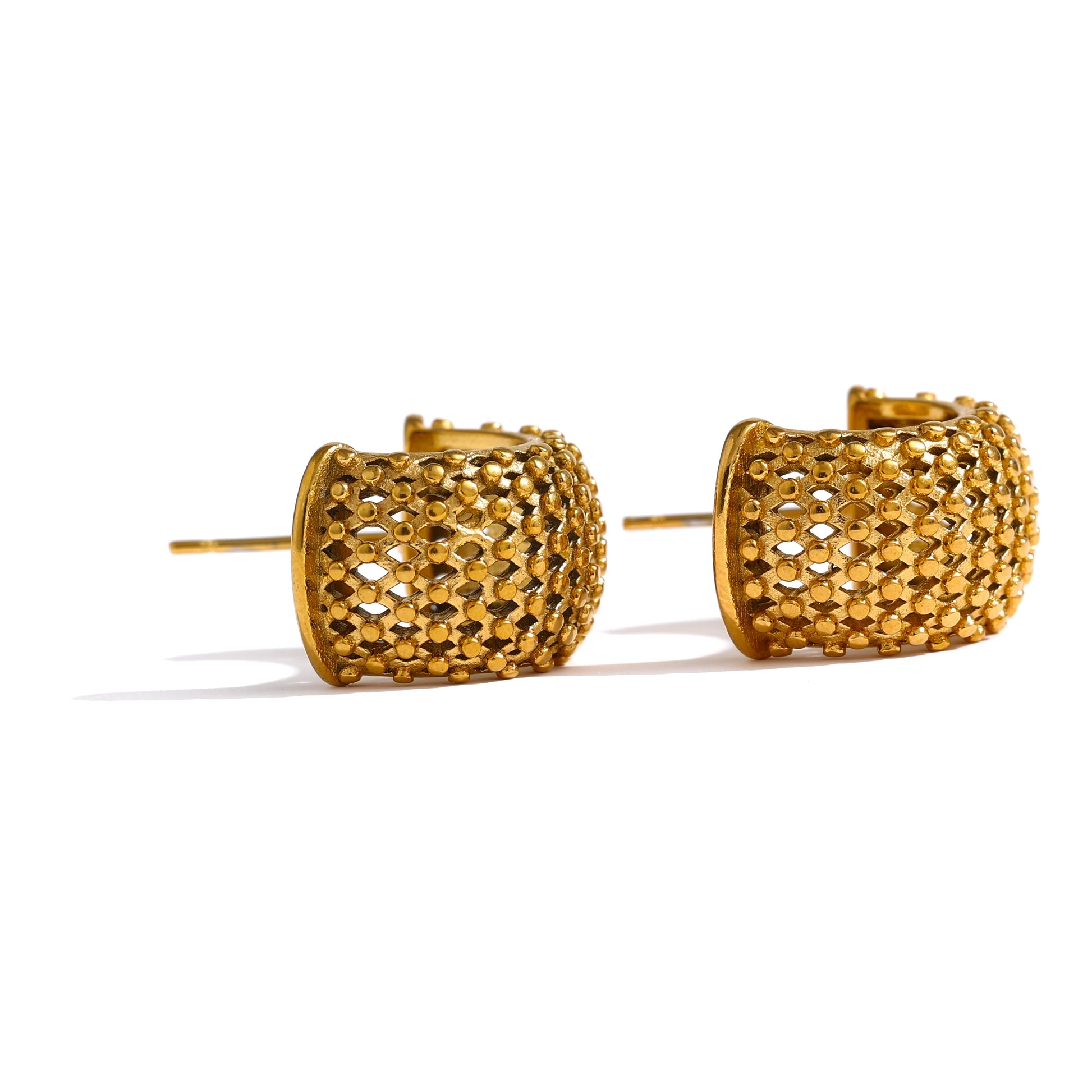 Minimalist statement stud earrings gold color - product image