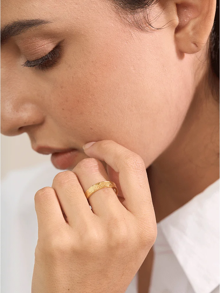 Minimalist sun round finger individualistic ring - product image