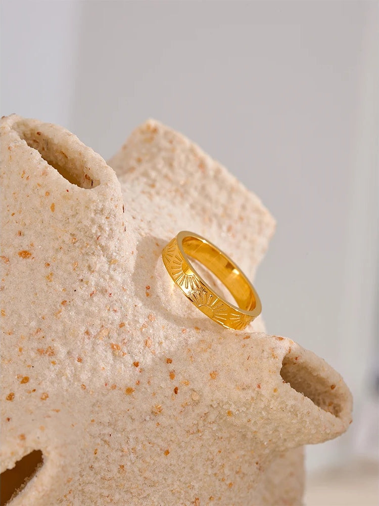 Minimalist sun round finger individualistic ring - product image