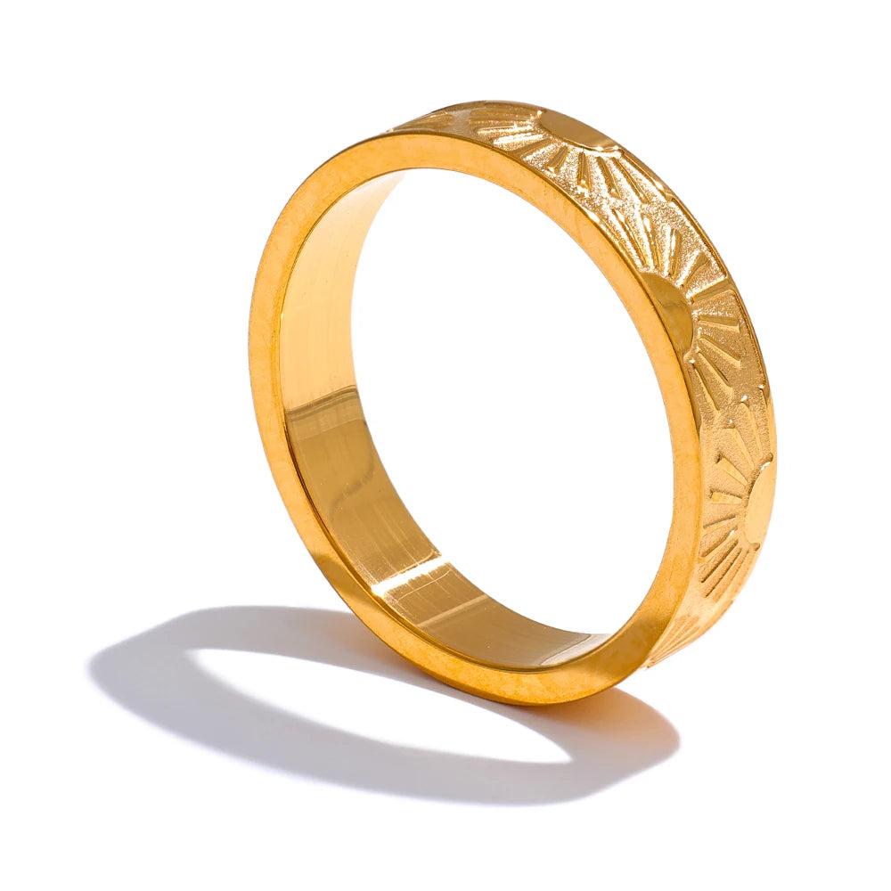 Minimalist sun round finger individualistic ring - product image