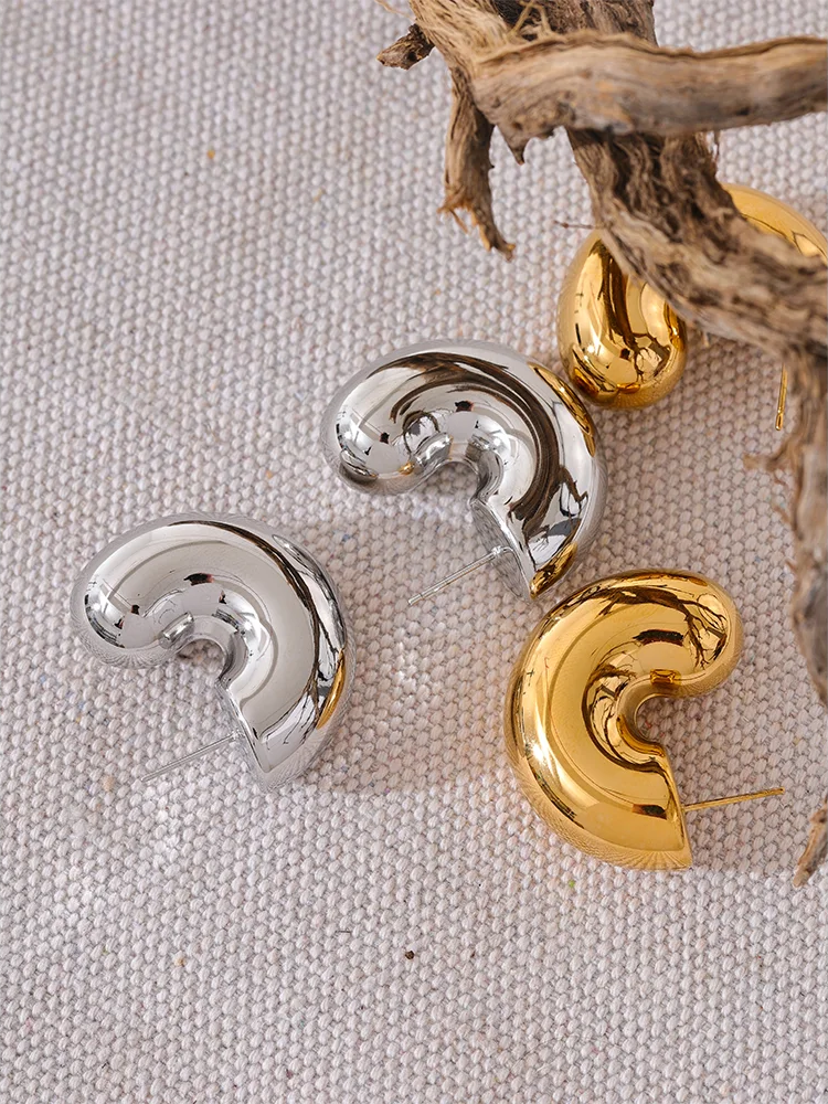 Modern chunky hoop earrings women fashion - product image
