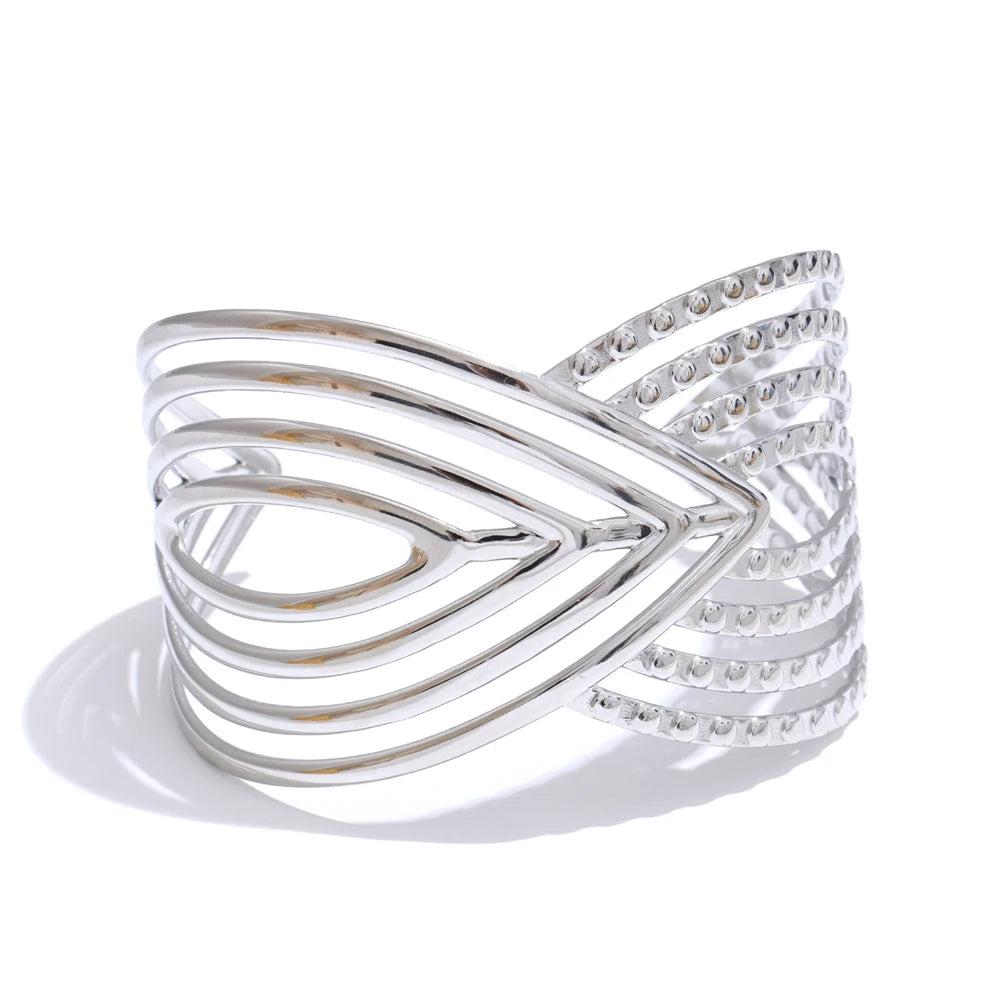 Modern hollow open statement large bracelet - product image