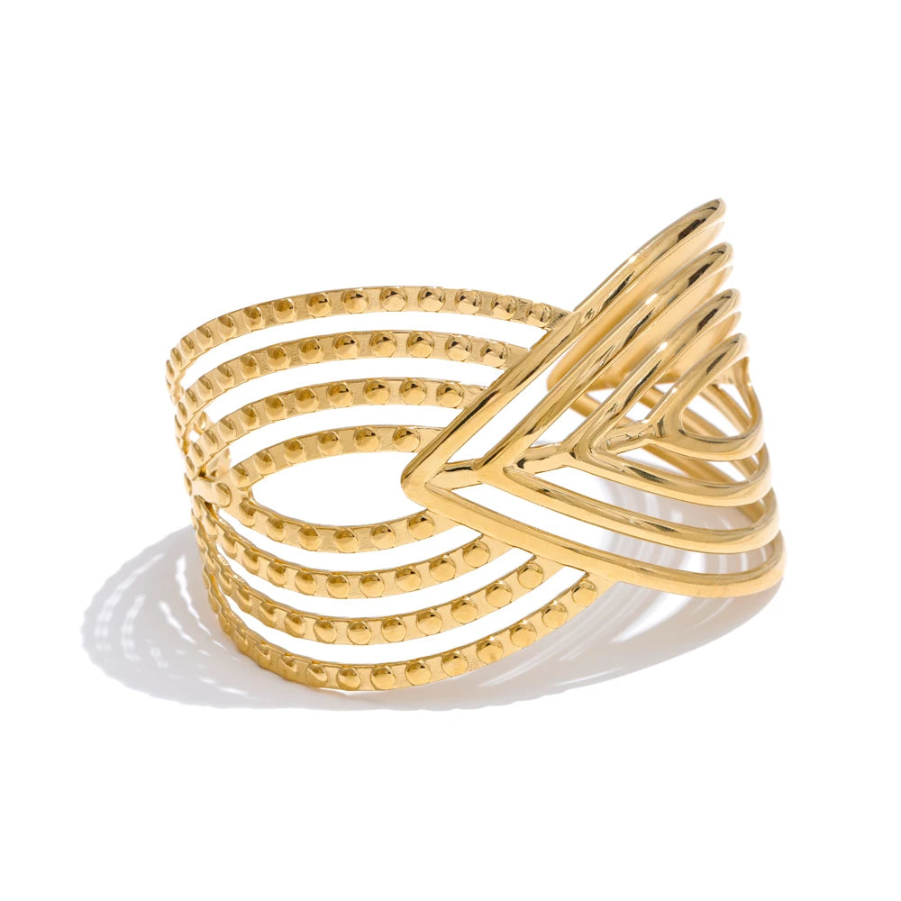 Modern hollow open statement large bracelet - product image