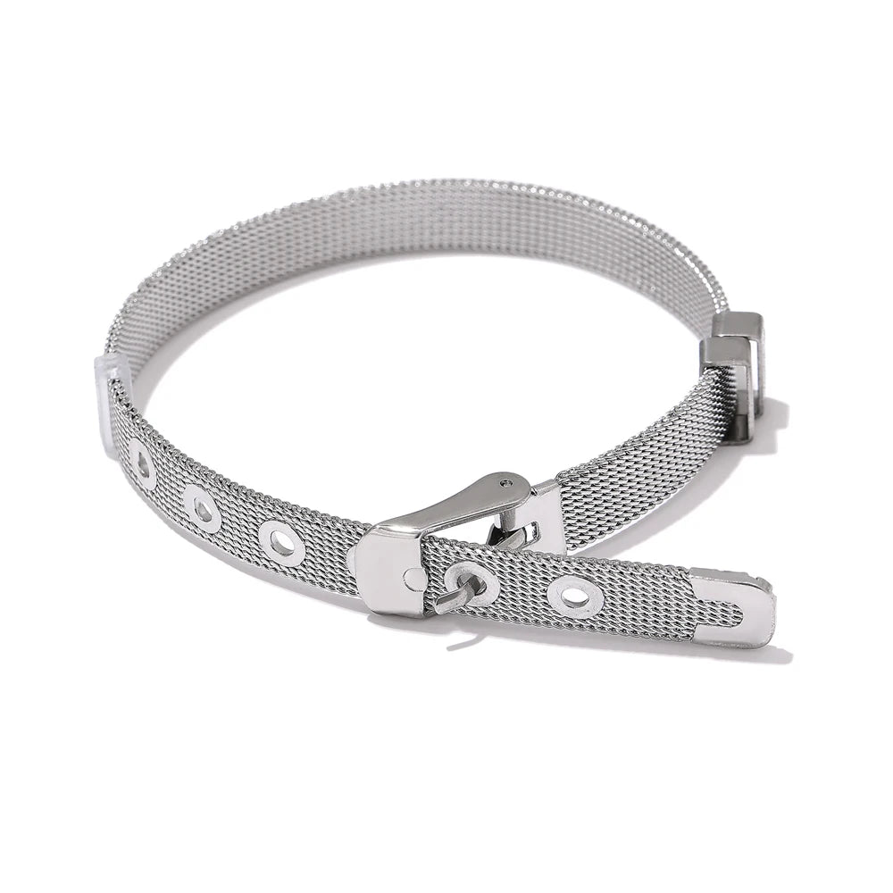 Modern metal texture cuff bangle bracelet - product image