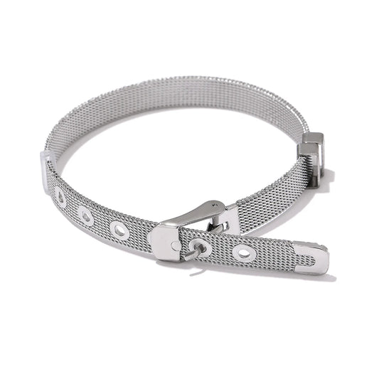Modern metal texture cuff bangle bracelet - product image