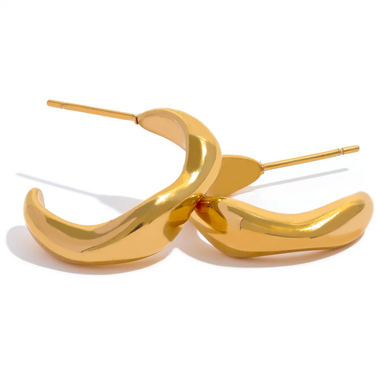 Modern minimalism hoop earrings gold color - product image