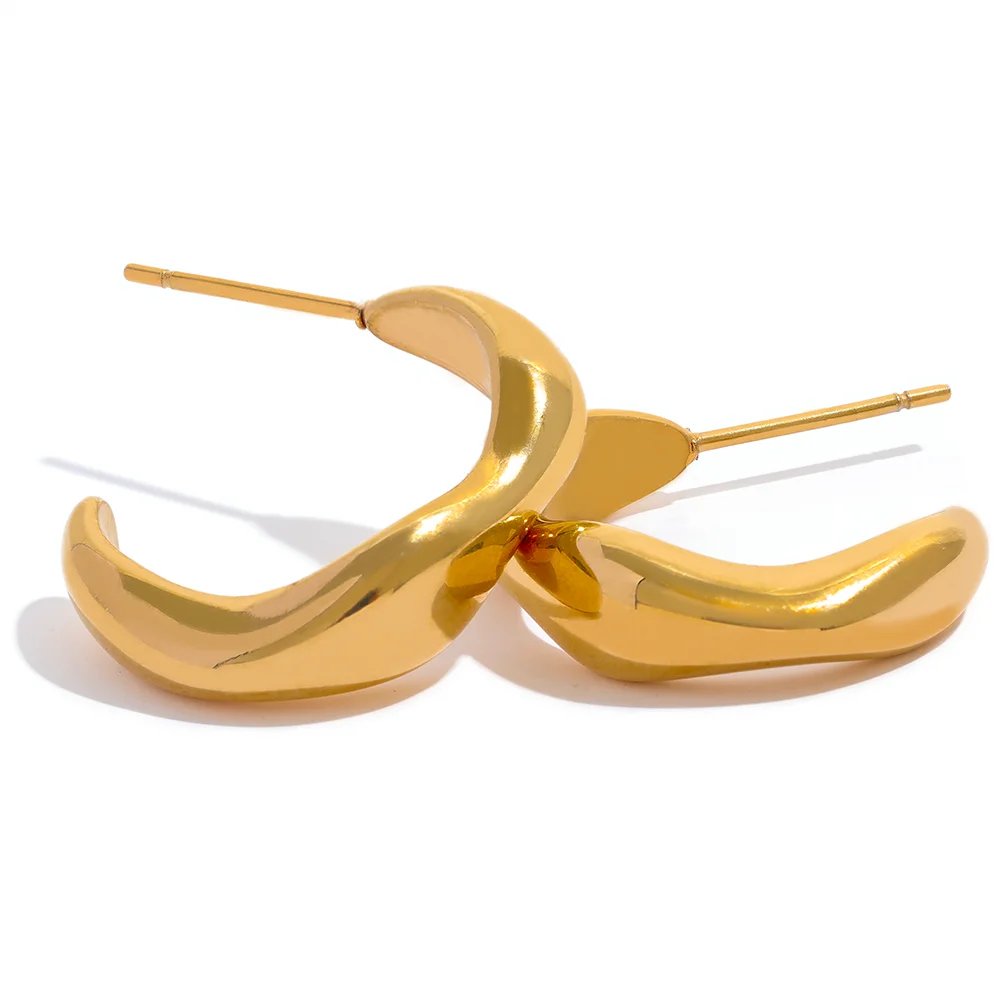 Modern minimalism hoop earrings gold color - product image